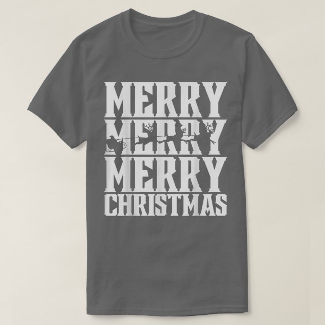Merry Merry Frory Christmas Santas Sleigh & Flying T-Shirt (Design vorne)