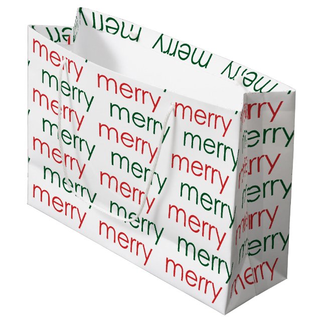 Merry Merry Große Geschenktüte (Vorderseite Schrägansicht)