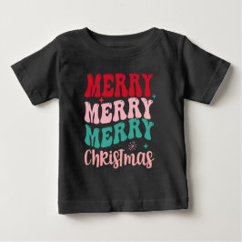 Merry Merry Merry Christmas Retro Baby T-shirt