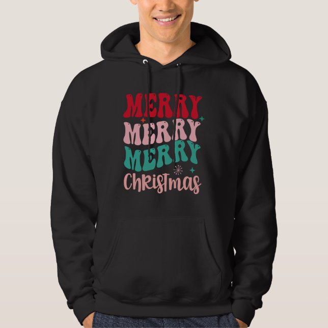 Merry Merry Merry Christmas Retro Hoodie (Vorderseite)