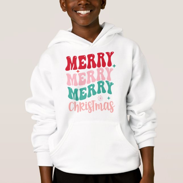 Merry Merry Merry Christmas Retro Hoodie (Vorderseite)