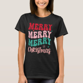 Merry Merry Merry Christmas Retro T-Shirt