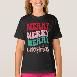 Merry Merry Merry Christmas Retro T-Shirt