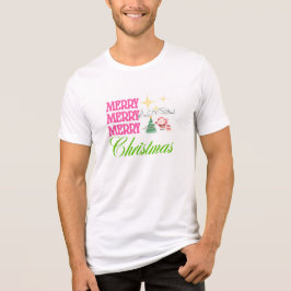 Merry Merry Merry Christmas T-Shirt | Festive Gift Tri-Blend Shirt