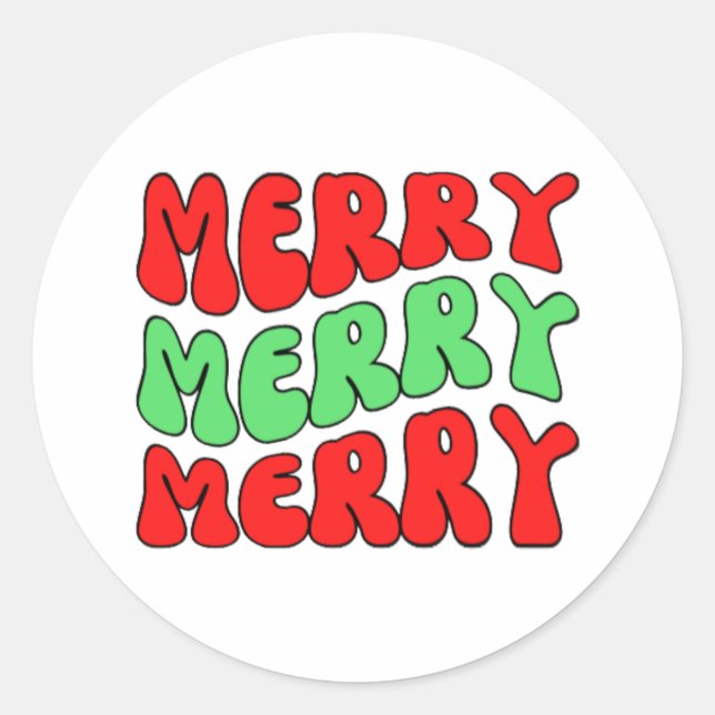 Merry Merry Merry Runder Aufkleber (Vorderseite)