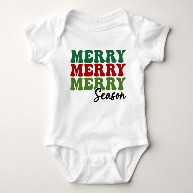 Merry Merry Merry Season - Retro Holiday Art Baby Strampler (Vorderseite)