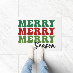Merry Merry Merry Season - Retro Holiday Art Fußmatte