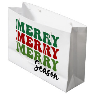 Merry Merry Merry Season - Retro Holiday Art Große Geschenktüte