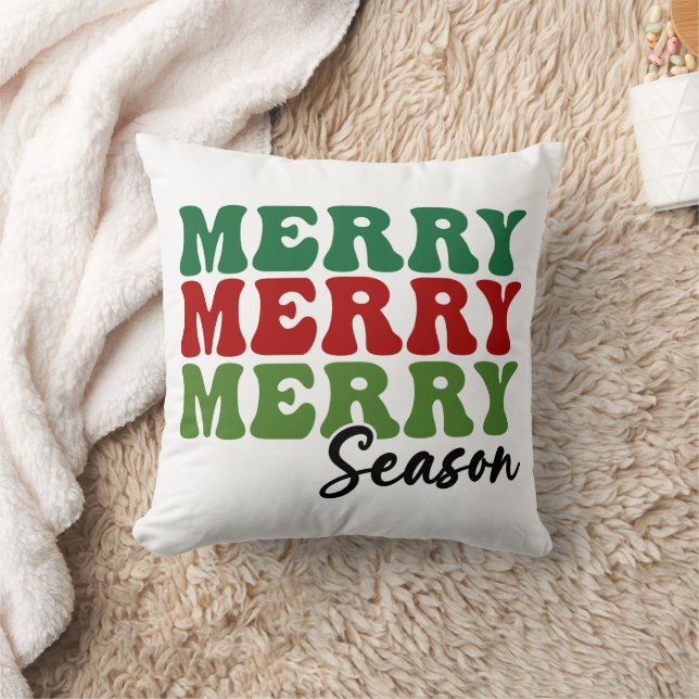 Merry Merry Merry Season - Retro Holiday Art Kissen (Decke)