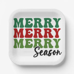 Merry Merry Merry Season - Retro Holiday Art Pappteller