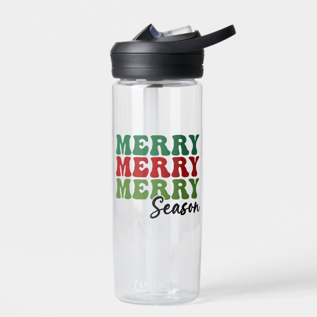 Merry Merry Merry Season - Retro Holiday Art Trinkflasche (Links)
