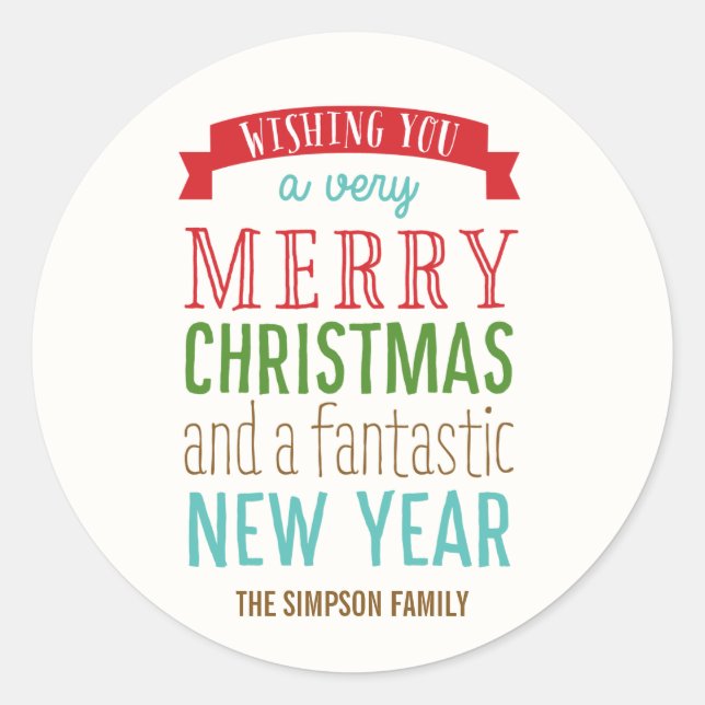 Merry Message Holiday Sticker oder Umschlag Aufkle (Vorderseite)