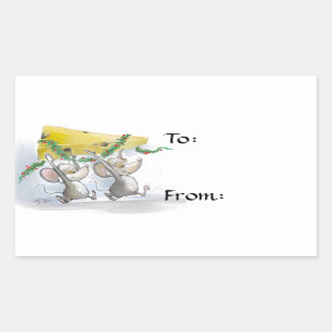 Merry Mice Mic & Mac Holiday Gift Tags/Stickers Rechteckiger Aufkleber