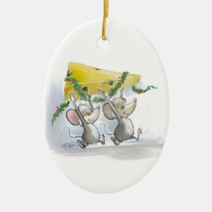 Merry Mice Mic & Mac Oval Ornament
