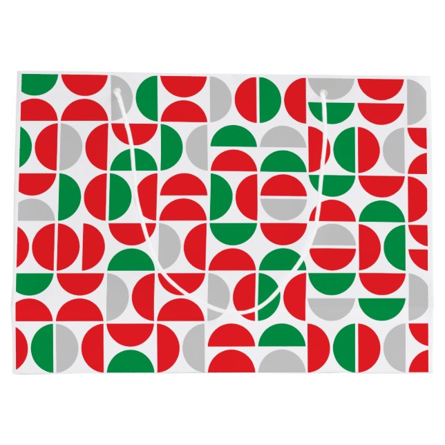 Merry Mid Century Holiday Tiles Große Geschenktüte (Rückseite)