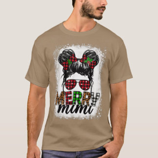 Merry Mini Xmas Buffalo Kariert Leopard Messy Bun T-Shirt