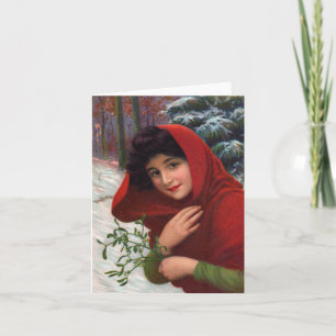 Merry Mistletoe Maiden Feiertagskarte