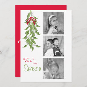 Merry Mistletoe mit Red Bow Holiday Foto Card Feiertagskarte