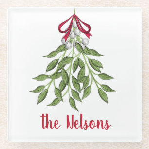 Merry Mistletoe mit weißen Berries Glasuntersetzer