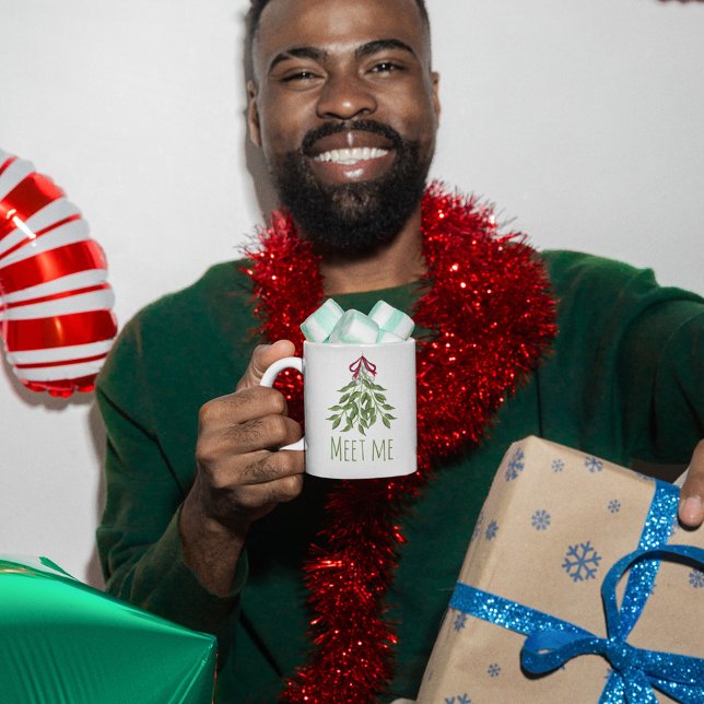 Merry Mistletoe mit weißen Berries Kaffeetasse (Christmas cute merry mistletoe holiday custom mug)