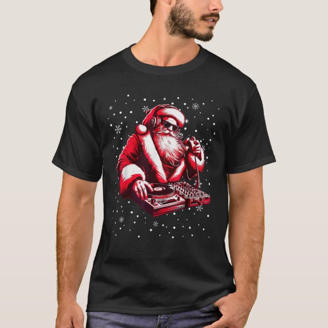 Merry Mixmas Hip Hop Music Disk Jockey DJ Santa Cl T-Shirt (Vorderseite)
