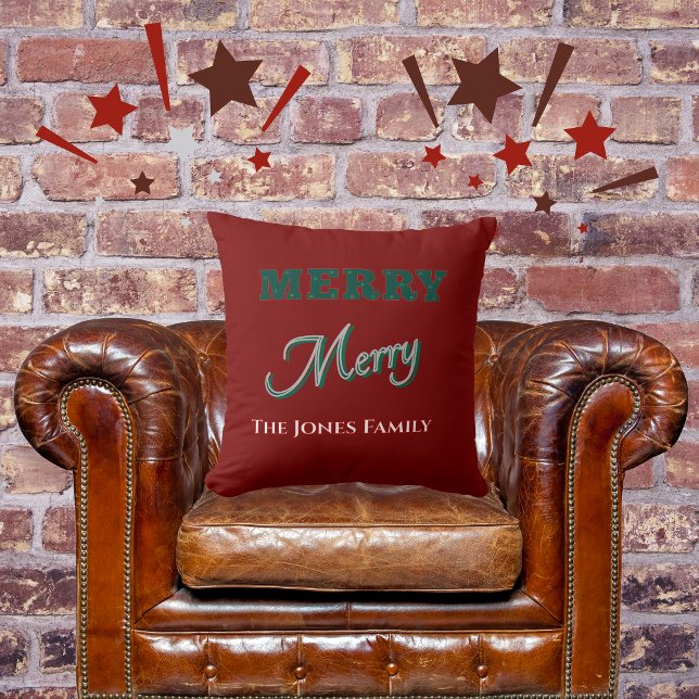 Merry Modern Christmas Green Red Kissen (Von Creator hochgeladen)