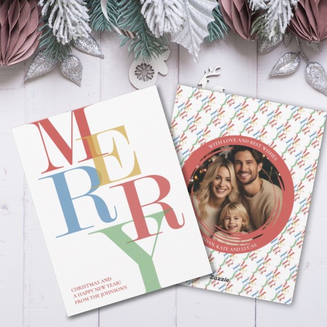 MERRY Modern Colorary Foto Weihnachten (Merry Modern Christmas Card)