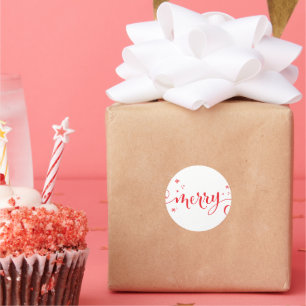 MERRY MODERN feierliche Spaß Kalligraphie Glitzern Runder Aufkleber