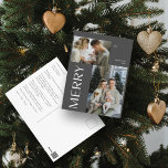 Merry Modern Grau 2 Foto Weihnachten<br><div class="desc">Hey, junge Familien! Sind Sie bereit, Ihren Urlaub so stilvoll und modern wie möglich zu gestalten? Grüßen Sie unsere frohe, moderne Gray 2 Foto Weihnachtskarte - die perfekte Möglichkeit, während der Festsaison die phantastischen Lebensräume Ihrer Familie zu zeigen! Fangen wir mit den Grundlagen an, oder? Diese elegante Karte mit einem...</div>