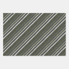 Merry Modern Gray Stripes Foto Weihnachtsfeiertag Geschenkpapier Set