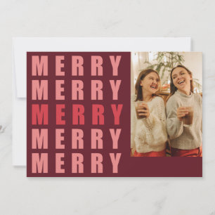 MERRY Modernes, fett rotes Letter Christmas Foto Feiertagskarte
