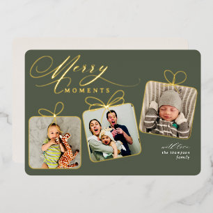 Merry Moments Dark Green Foto Collage Gold Folien Feiertagskarte