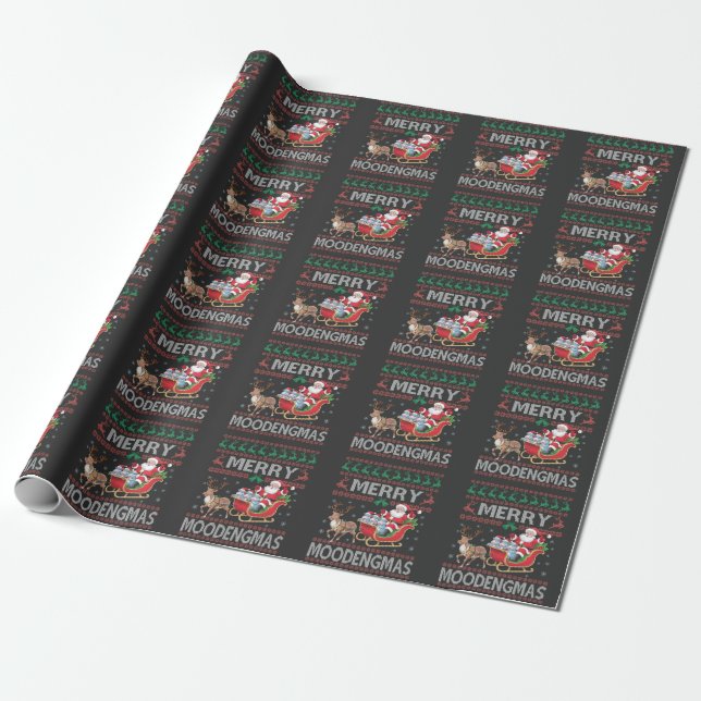 Merry MooDengmas Moo Deng Christmas Santa Hippo Geschenkpapier (Ungerollt)