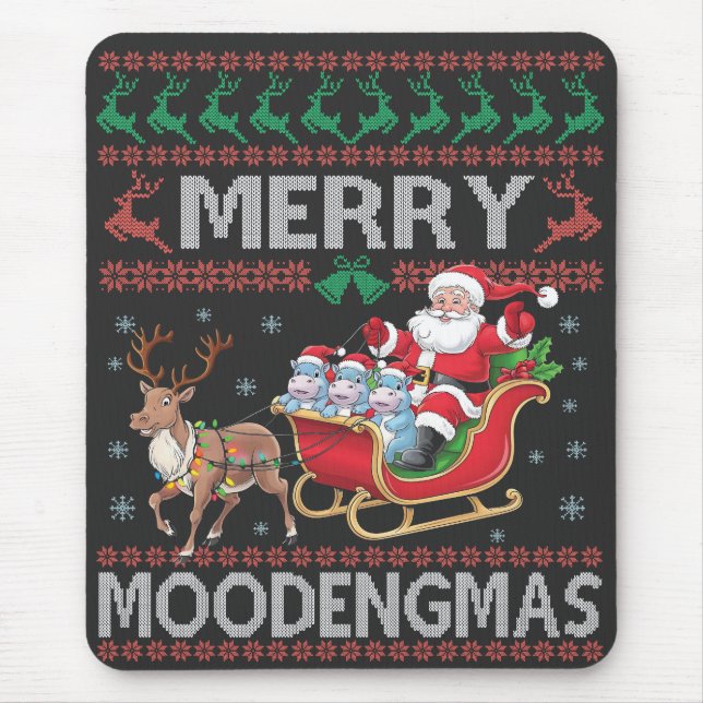 Merry MooDengmas Moo Deng Christmas Santa Hippo Mousepad (Vorne)