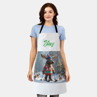 Merry Moose und Friends Weihnachten Personalisiert Schürze