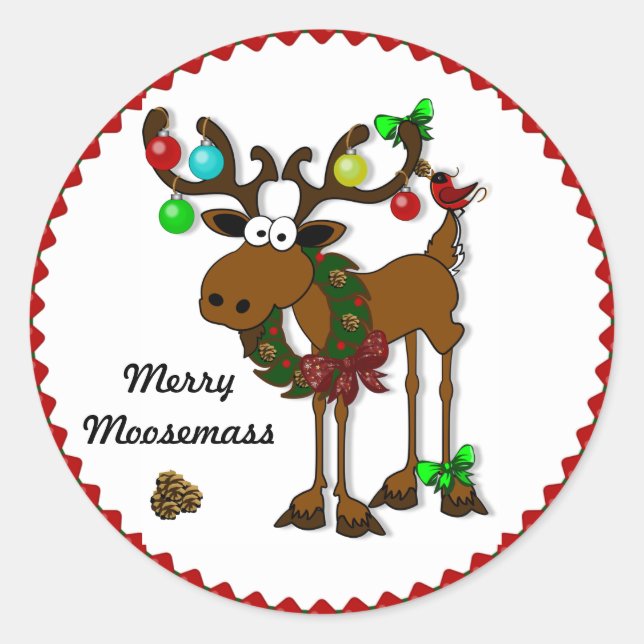 Merry Moosemass Runder Aufkleber (Vorderseite)