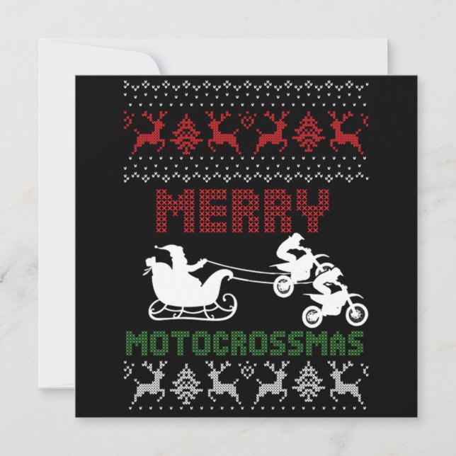 Merry Motocrossmas Deer Ugly Christmas Motorrad Einladung (Vorderseite)