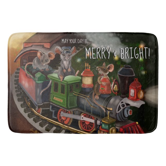 Merry Mouse Holiday Train Badematte (Vorderseite)