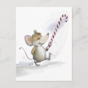 Merry Mouse Moe Holiday Postcard Feiertagspostkarte