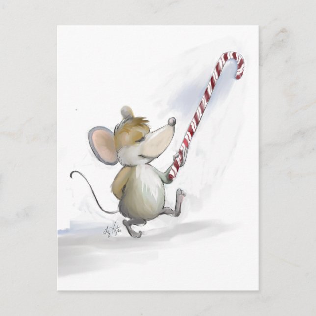 Merry Mouse Moe Holiday Postcard Feiertagspostkarte (Vorderseite)