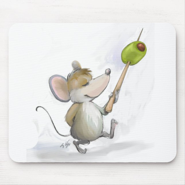 Merry Mouse Moe mit Olive Mousepad (Vorne)