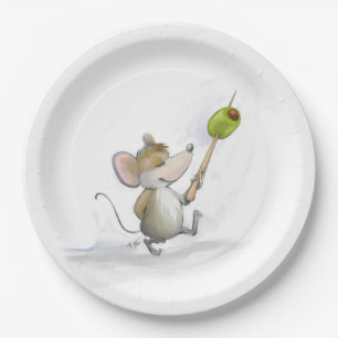 Merry Mouse Moe mit Olive Paper Plate Pappteller