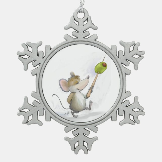 Merry Mouse Moe mit Olive Snowflake Ornament (Vorderseite)