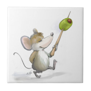 Merry Mouse Moe mit Olive Tile Fliese