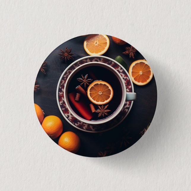Merry & Mulled | Gemütliches Heiligabendgetränk Button (Vorderseite)