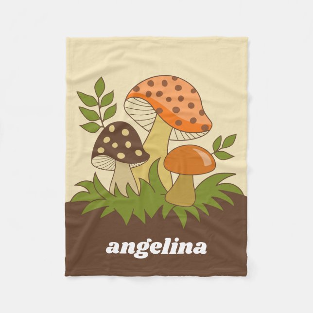 Merry Mushroom mit Individuelle Name Fleecedecke (Vorderseite)