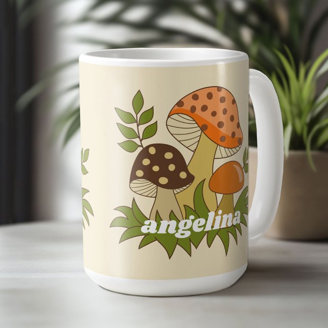 Merry Mushroom mit Individuelle Name Kaffeetasse (Custom Merry Mushroom Mug - Personalize with Your Name or Initials)