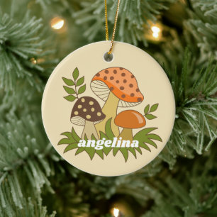 Merry Mushroom mit Individuelle Name Keramik Ornament