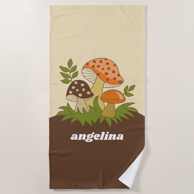 Merry Mushroom mit Individuelle Name Strandtuch (Vorderseite)