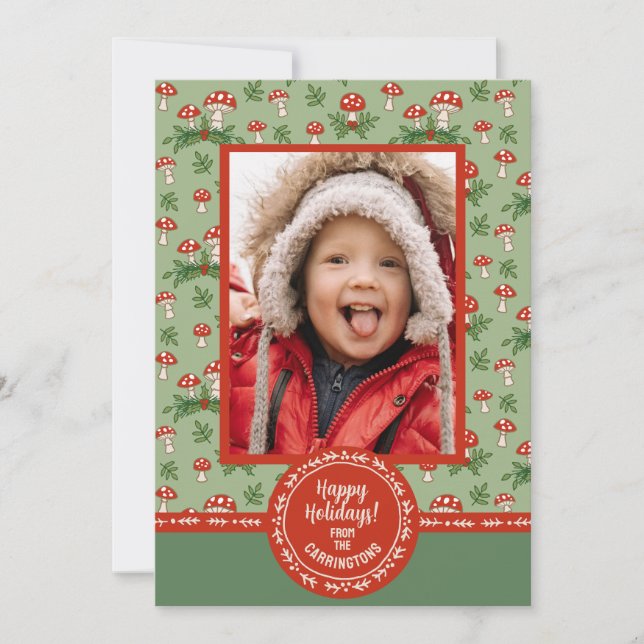 Merry Mushrooms Photo Feiertagskarte (Vorderseite)